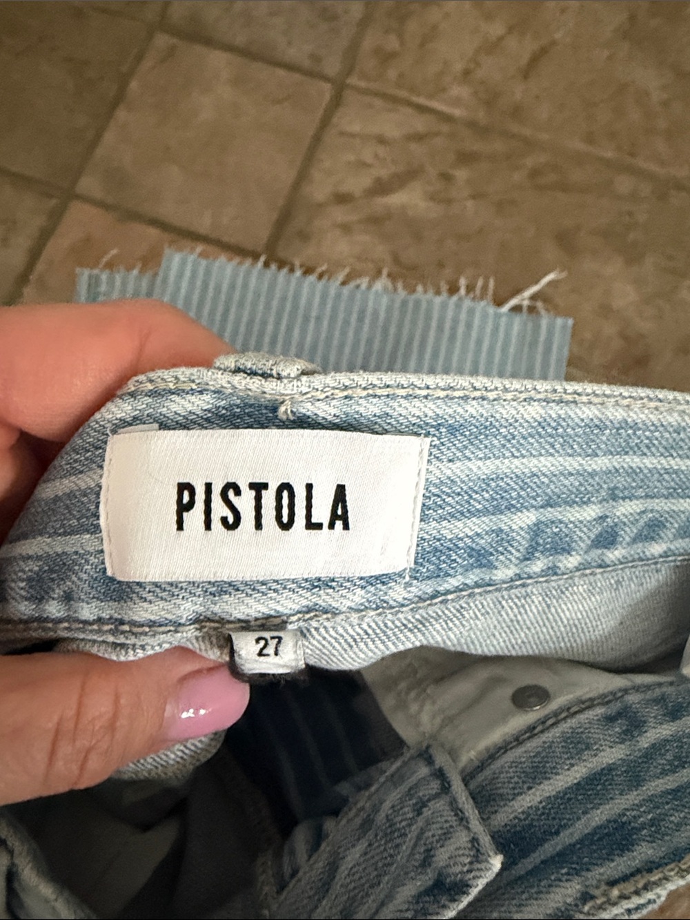 pistola Light Blue Striped Wide-Leg Jeans - Picture 4 of 5